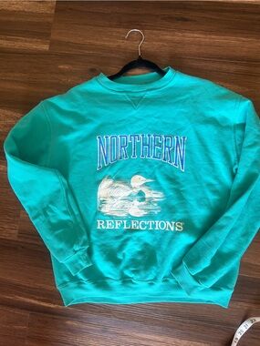 Vintage Northern Reflections Teal Graphic Crewneck Sweatshirt